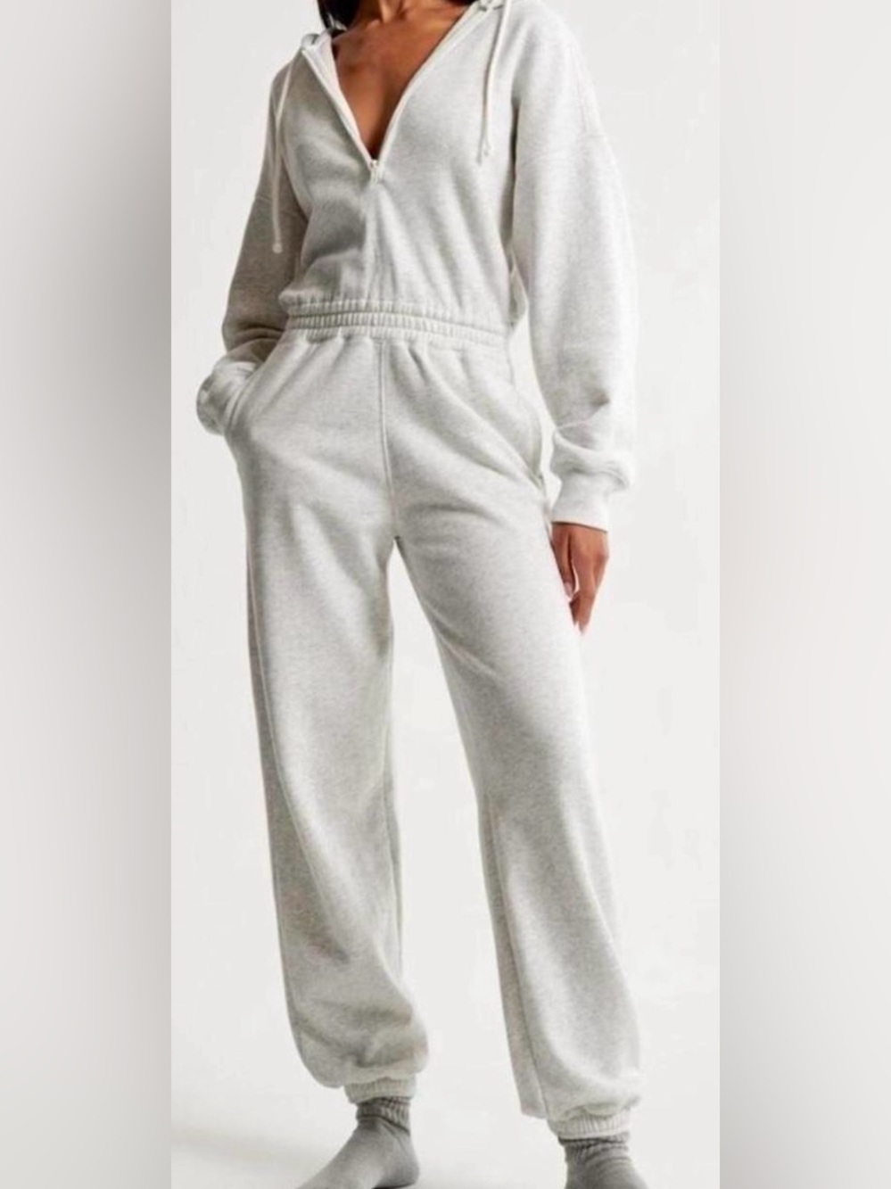 Abercrombie & Fitch Light Heather Gray Sweat Jumpsuit